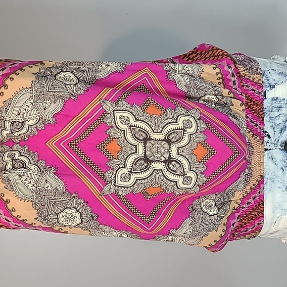 Blanco top Maximalist Resortwear Indie Boho Banded Artsy Size Medium Y2K Flowy - Picture 3 of 9